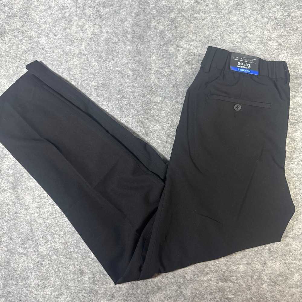 Report Collection Mens 30x32 Modern Fit Stretch Pants Black Travel Trousers NWT